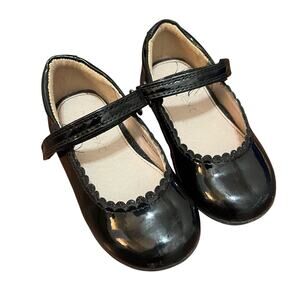 Next brand 7 Toddler Black Patent Ballet Flats Scallop Detail Holiday Classic